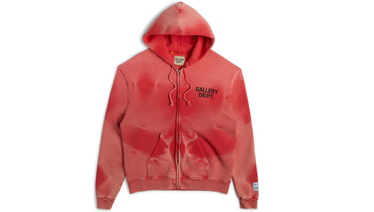 Gallery Dept. Sun Faded Zip Up Hoodie Red