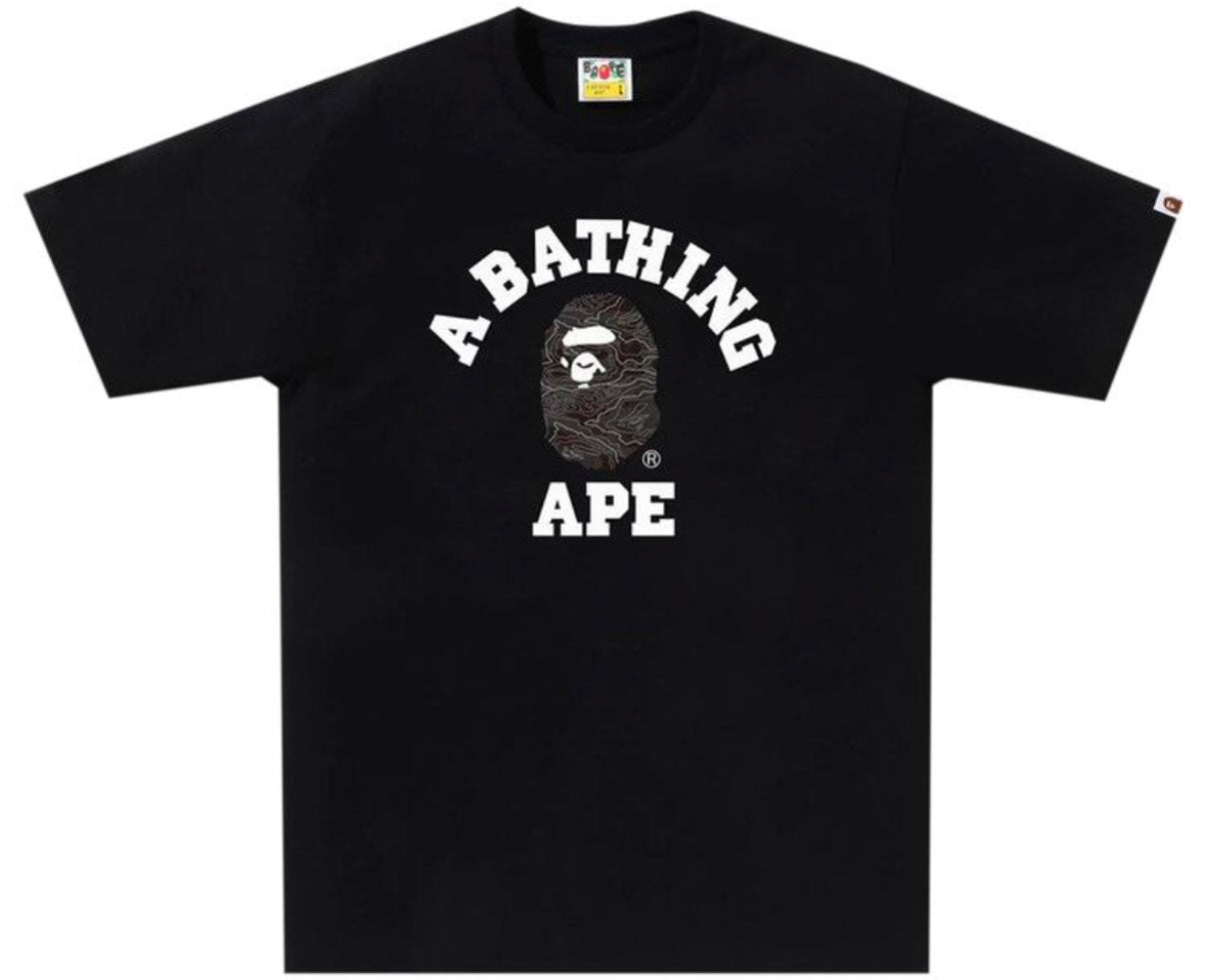 Bape Layered Line Camo College Tee Black